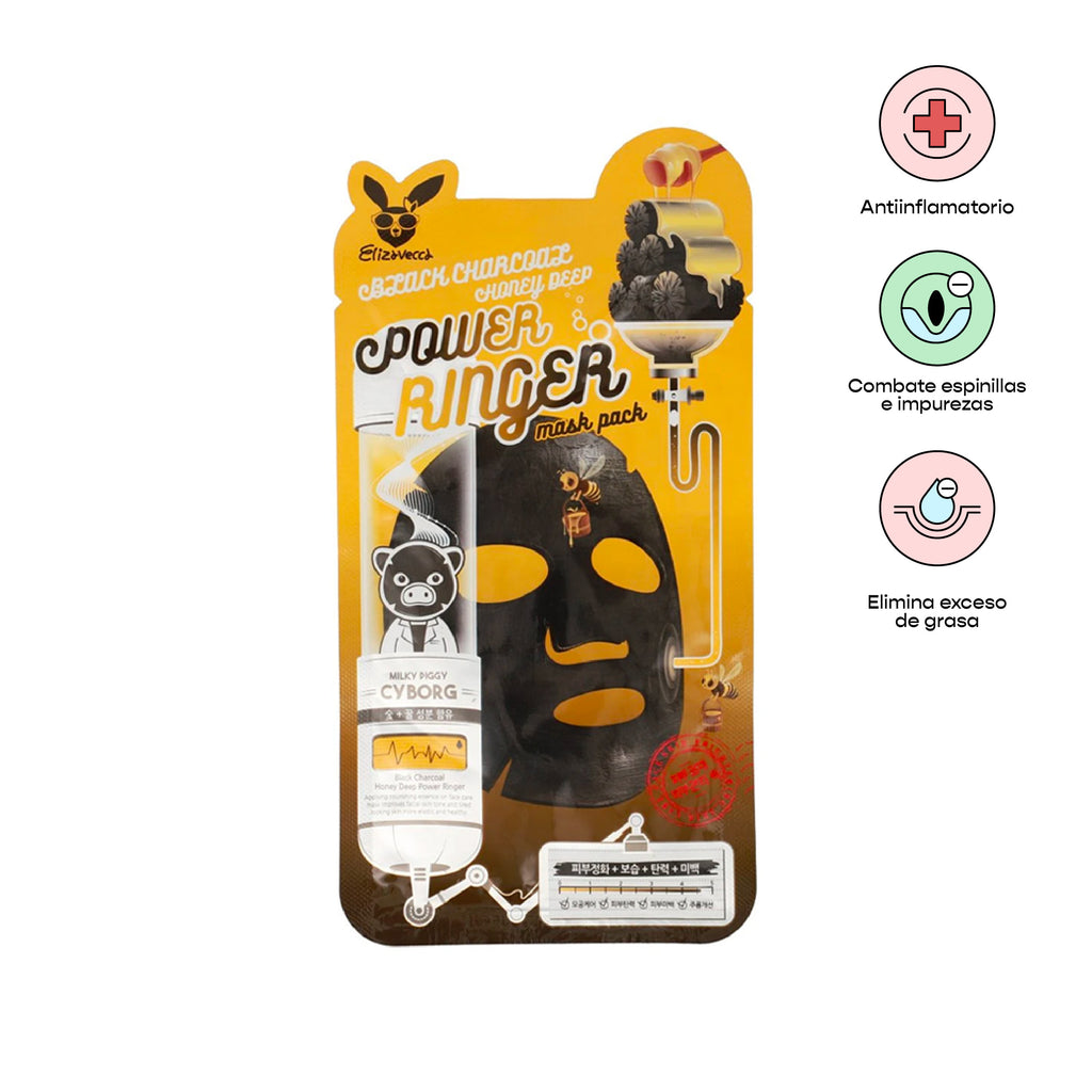 ELIZAVECCA Deep Power Ringer Mask Pack Black Charcoal Honey (Anti inflamatoria)